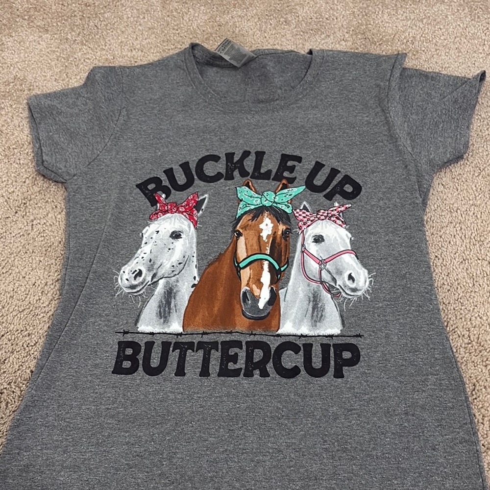 Gray 'Buckle Up Buttercup' Graphic Tee